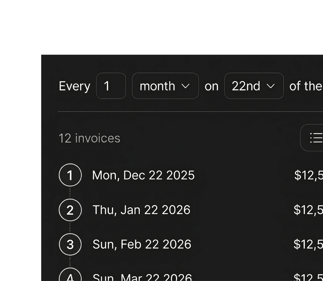 Recurring invoice schedule for B2B