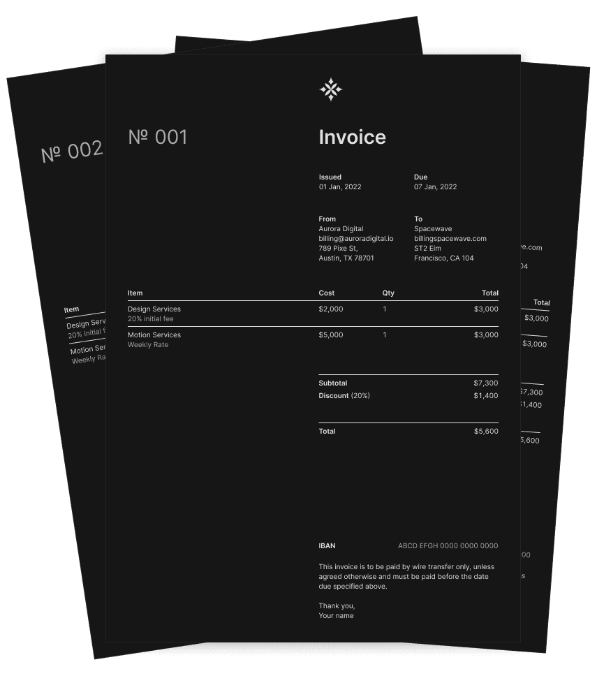 Crypto invoicing interface